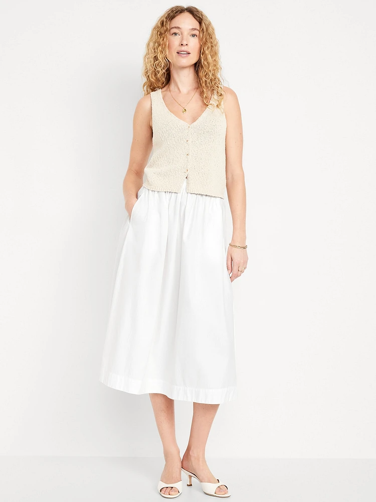 High-Waisted A-Line Midi Skirt