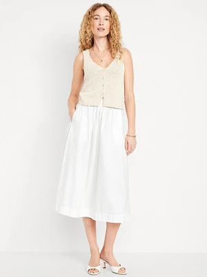 High-Waisted A-Line Midi Skirt