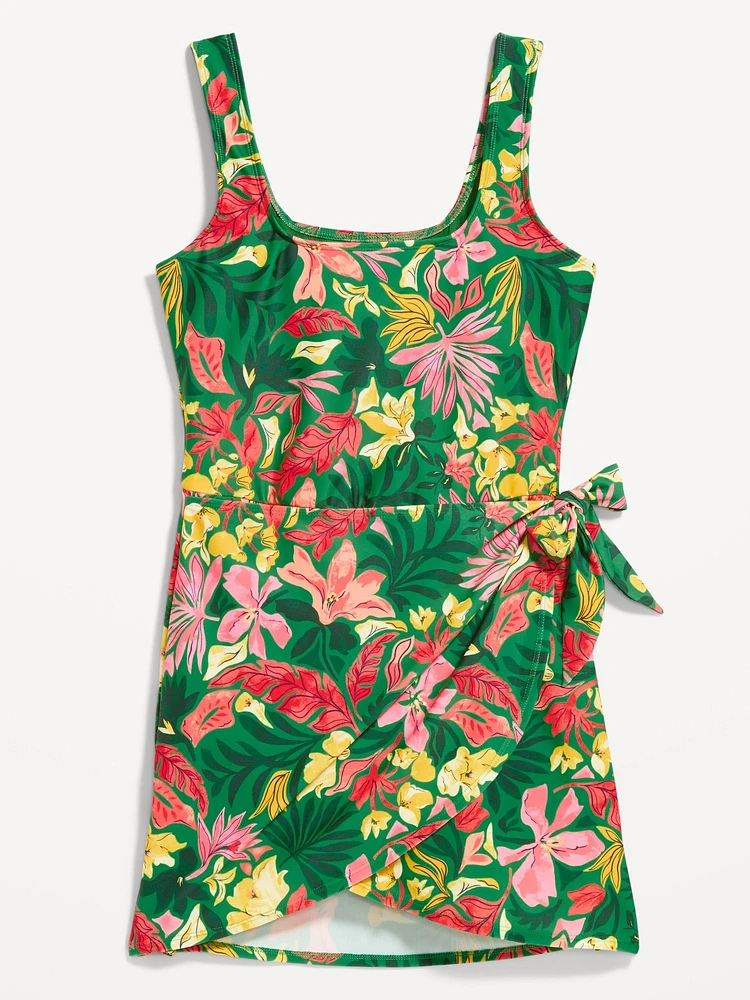 Matte Side-Tie Swim Dress