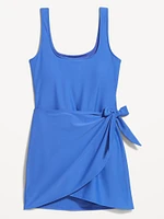 Matte Side-Tie Swim Dress
