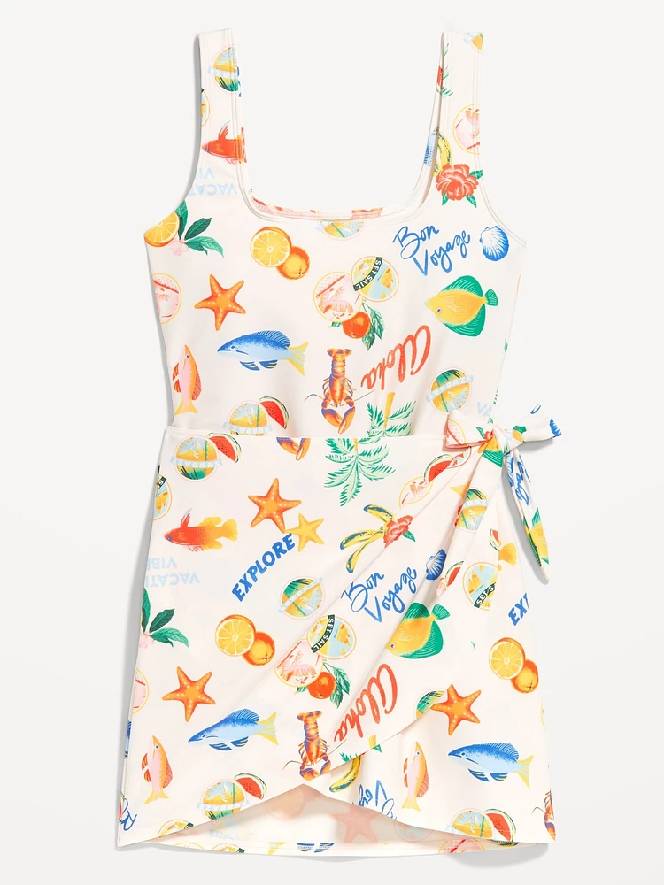 Matte Side-Tie Swim Dress