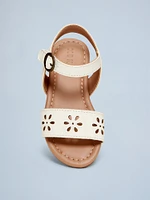 Birthday Faux-Leather Perforated Sandals for Toddler Girls