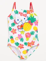 Licensed Graphic Back Cutout One-Piece Swimsuit for Girls