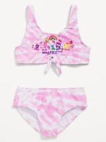 Licensed Graphic Tie-Front Bikini Swim Set for Girls