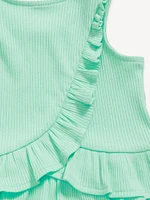 Sleeveless Ribbed Ruffle-Trim Top and Shorts Set for Baby