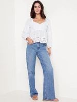 Long-Sleeve Eyelet Top