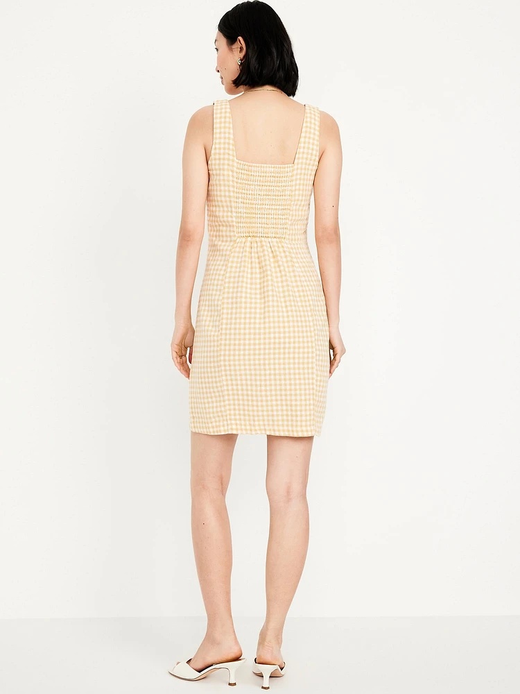 Linen-Blend Mini Dress