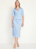 High-Waisted Ribbed Midi Skirt