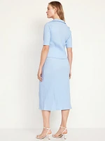 High-Waisted Ribbed Midi Skirt
