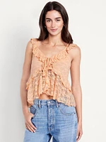 Sleeveless Lace Ruffle Top