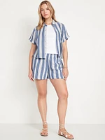 High-Waisted Crinkle Gauze Shorts -- 4-inch inseam