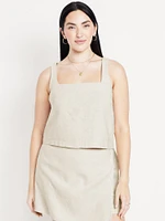 Linen-Blend Crop Top