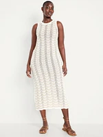 Sleeveless Pointelle-Knit Midi Dress