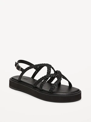 Braided Strap Platform Sandals for Women