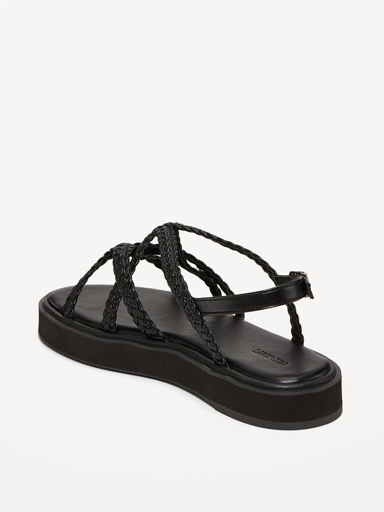 Braided Strap Platform Sandals for Women