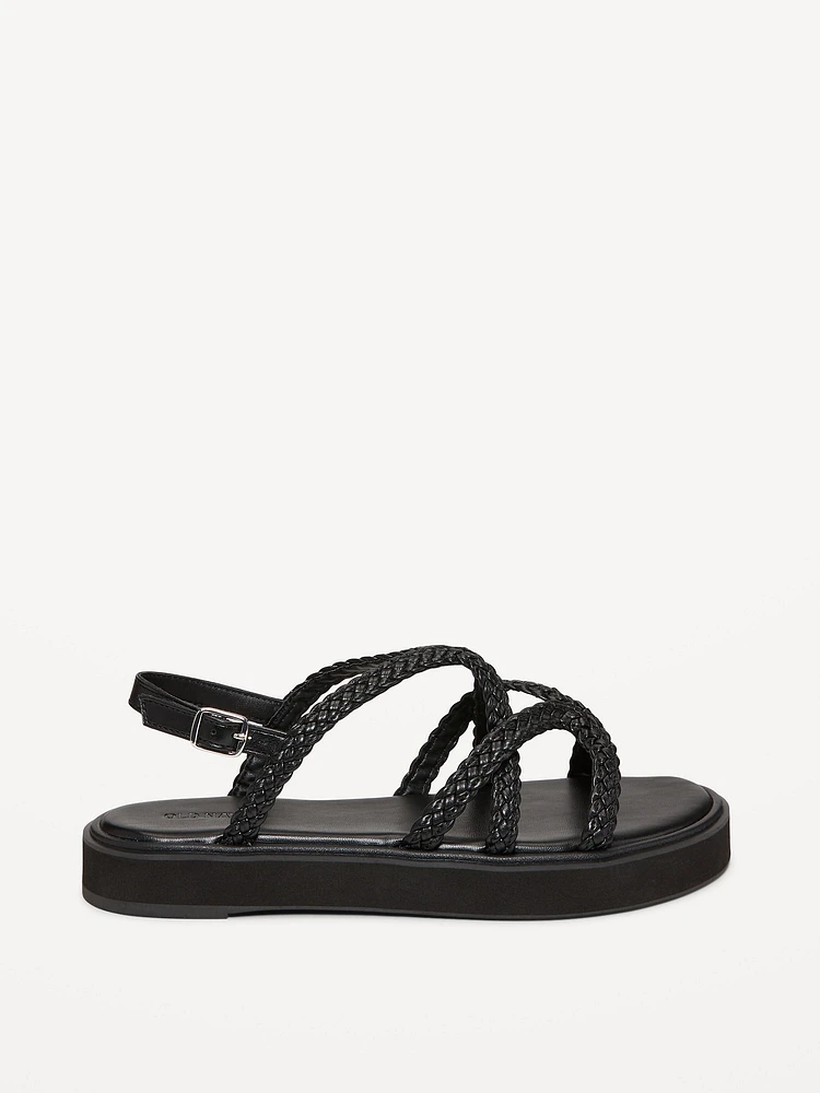 Braided Strap Platform Sandals for Women