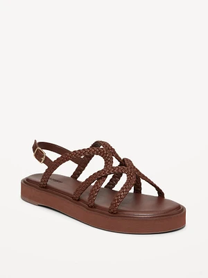 Braided Strap Platform Sandals for Women