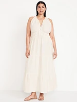 Fit & Flare Crinkle Gauze Maxi Dress