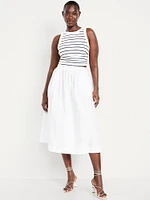 High-Waisted A-Line Midi Skirt