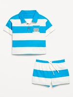Printed Polo Shirt and Shorts Set for Baby