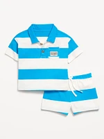 Printed Polo Shirt and Shorts Set for Baby