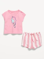 Ringer Graphic T-Shirt and Shorts Set for Baby