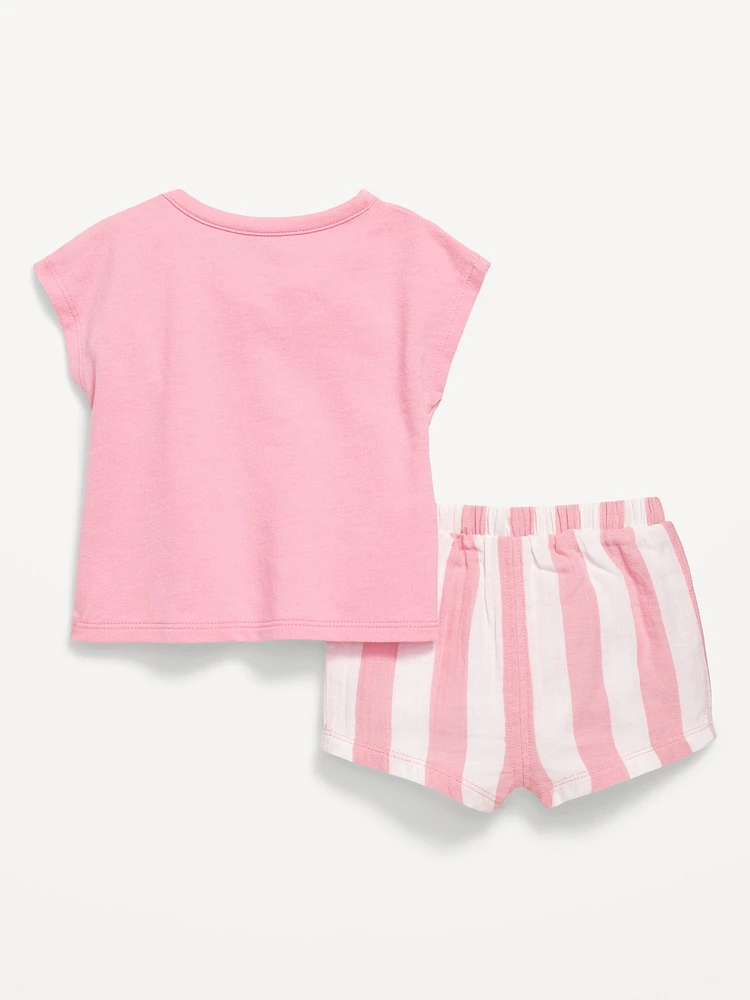 Ringer Graphic T-Shirt and Shorts Set for Baby