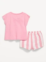 Ringer Graphic T-Shirt and Shorts Set for Baby
