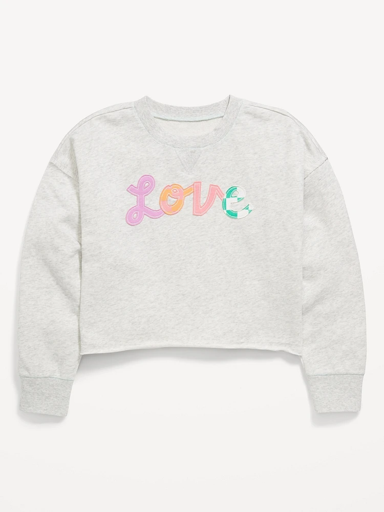 Printed Cropped French-Terry Sweatshirt for Girls