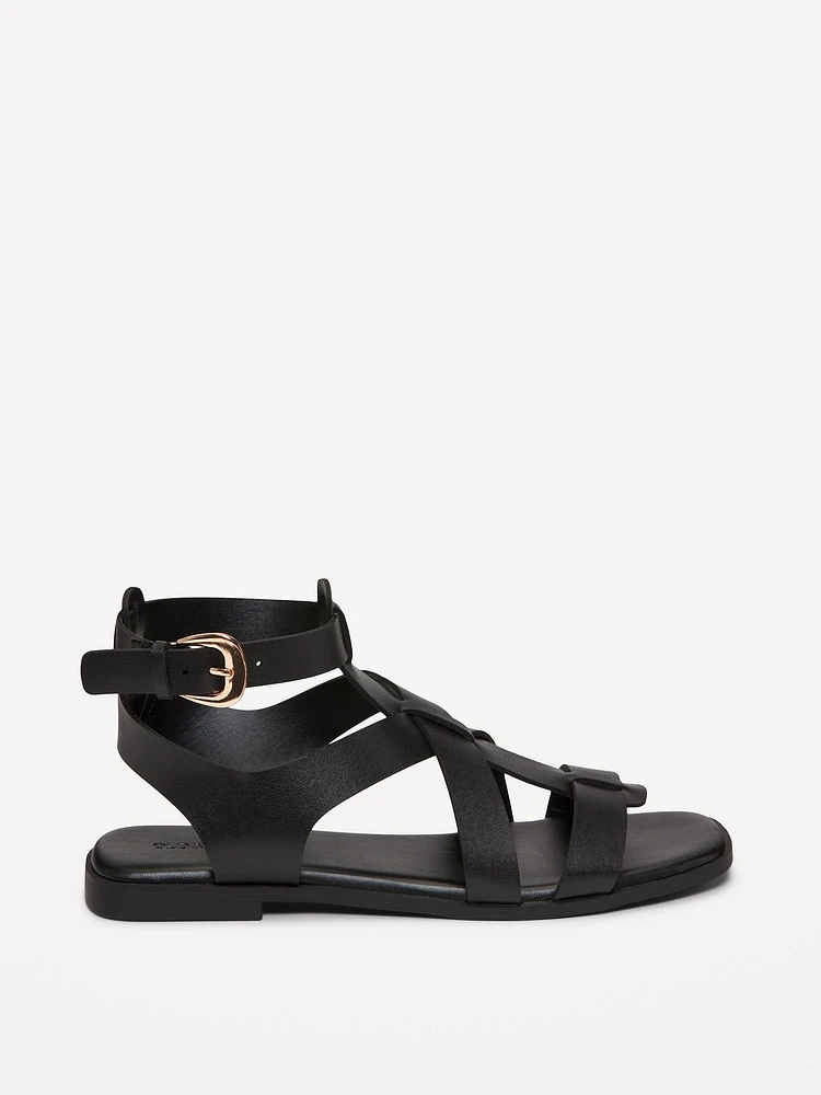 Faux-Leather Gladiator Sandals for Women