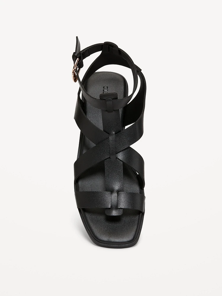 Faux-Leather Gladiator Sandals for Women