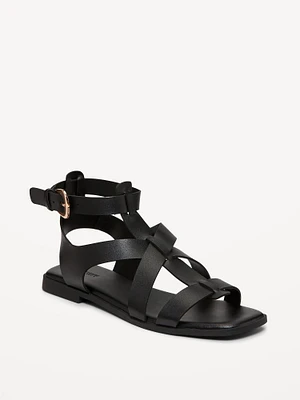 Faux-Leather Gladiator Sandals for Women