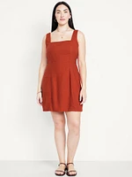 Linen-Blend Mini Dress
