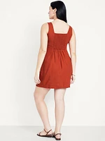Linen-Blend Mini Dress
