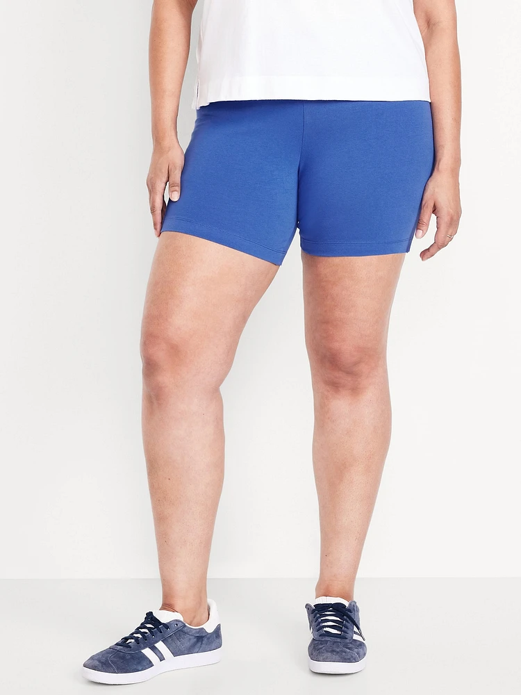 High-Waisted Jersey Biker Shorts -- 6-inch inseam