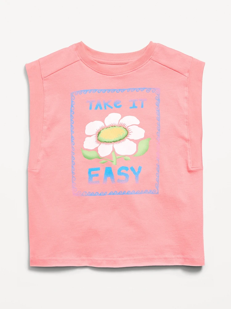 Sleeveless Muscle Graphic T-Shirt for Girls