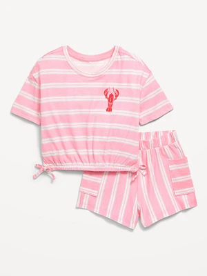 Graphic T-Shirt and Shorts Set for Toddler Girls