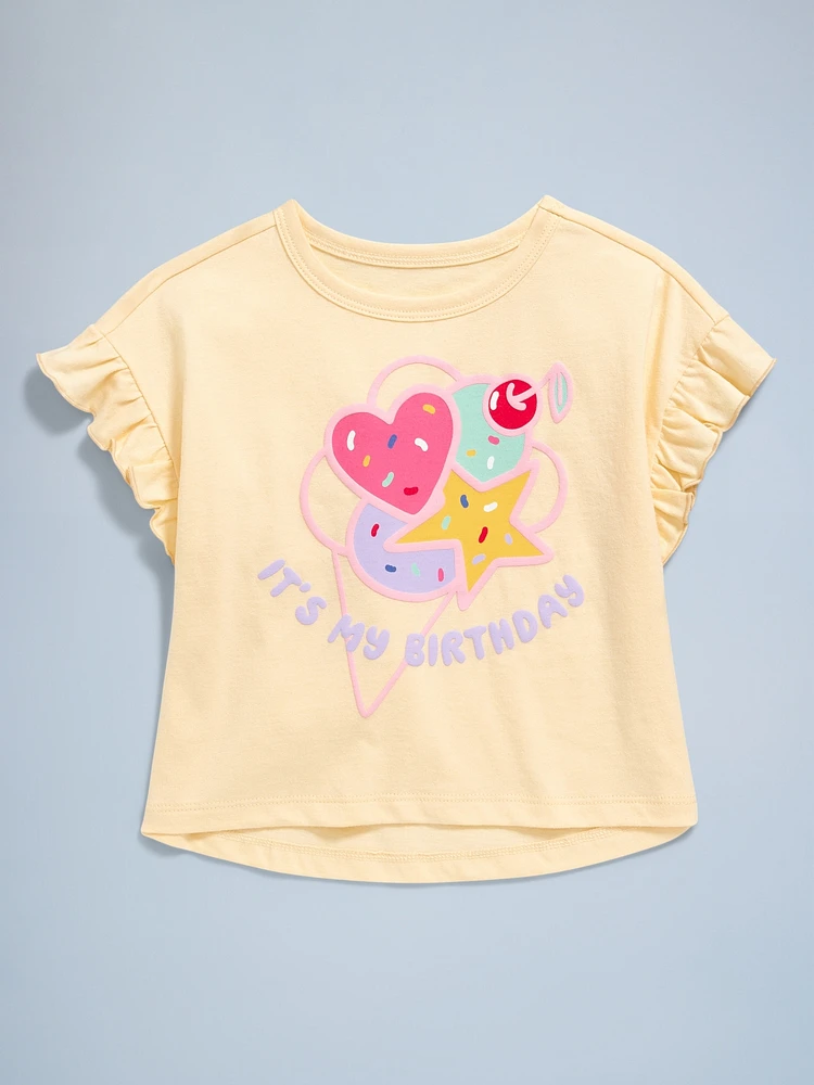 Birthday Graphic T-Shirt for Toddler Girls