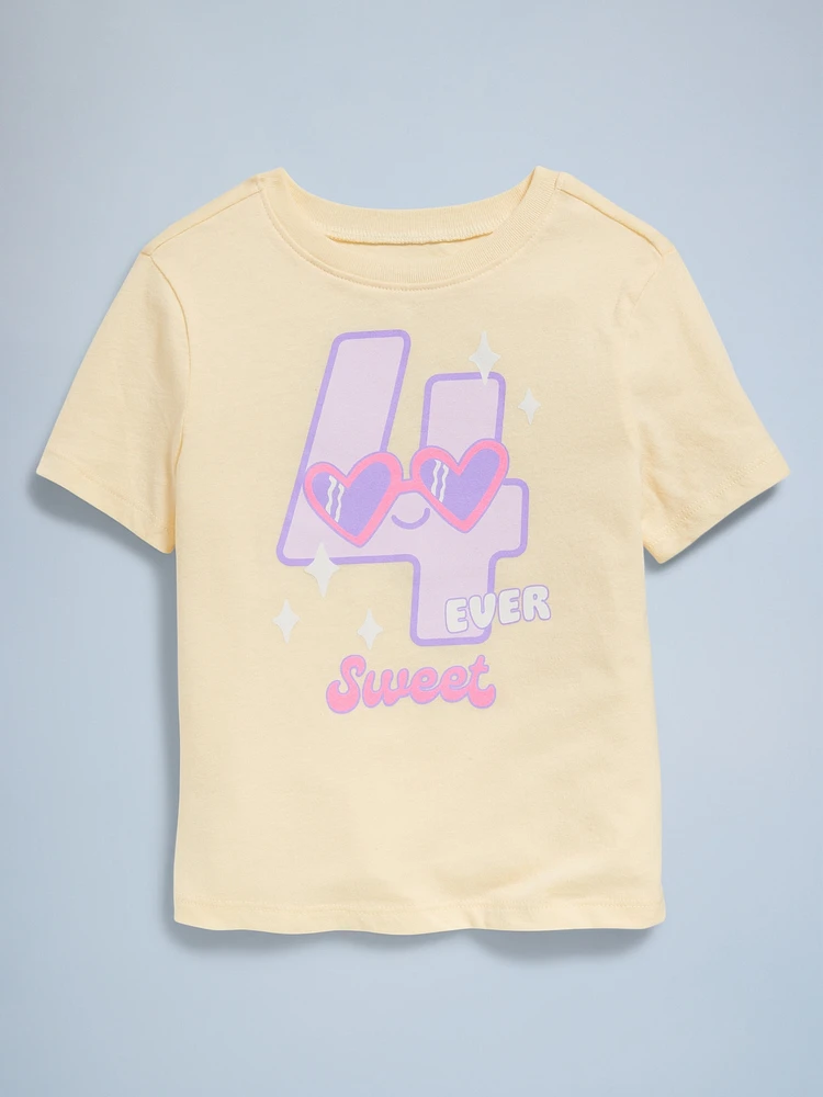 Birthday Graphic T-Shirt for Toddler Girls