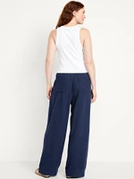 High-Waisted Linen-Blend Wide-Leg Pants