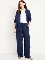 High-Waisted Linen-Blend Wide-Leg Pants