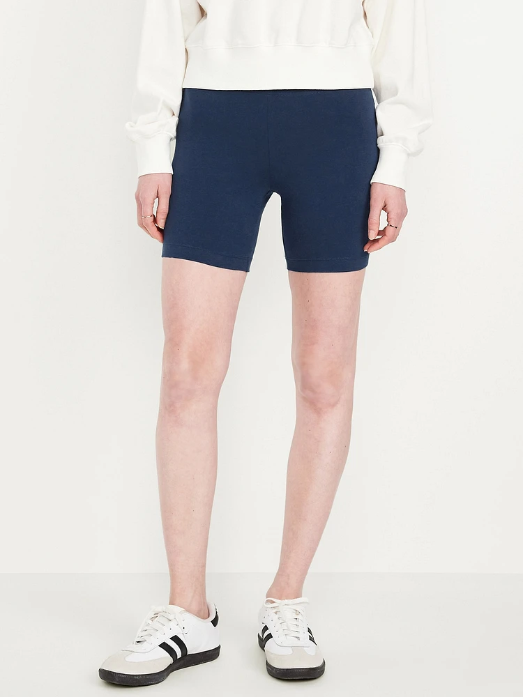 High-Waisted Jersey Biker Shorts -- 6-inch inseam