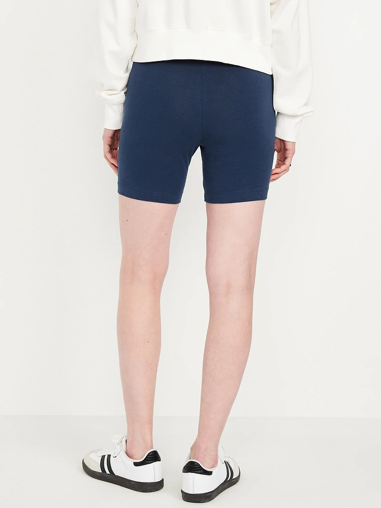 High-Waisted Jersey Biker Shorts -- 6-inch inseam