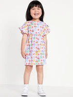Licensed Graphic Short-Sleeve Ruffled Dress for Toddler Girls