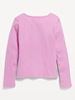 Fitted Long-Sleeve Lace-Up Top for Girls