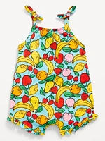 Sleeveless Tie-Knot Graphic One-Piece Romper for Baby