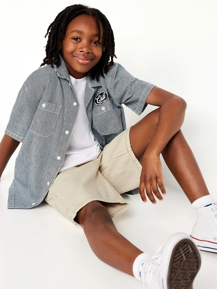 Knee Length Baggy Carpenter Jean Shorts for Boys