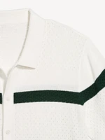 Short-Sleeve Button-Front Sweater Shirt