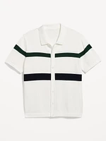 Short-Sleeve Button-Front Sweater Shirt
