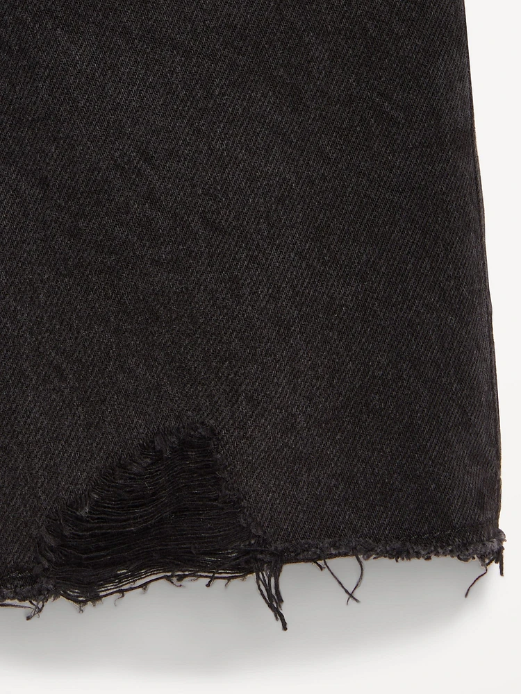 Baggy Frayed-Hem Bermuda Jean Shorts for Girls